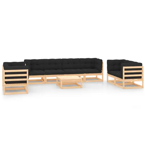 Conjunto Lounge de Jardim c/ Almofadões Pinho Maciço (9 pcs)