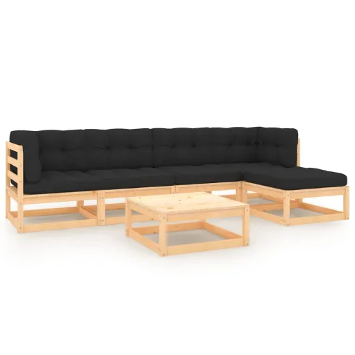 Conjunto Lounge de Jardim c/ Almofadões Pinho Maciço (6 pcs)