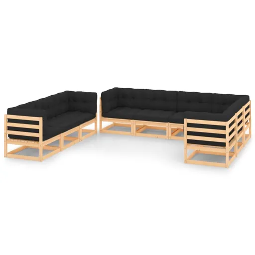 Conjunto Lounge de Jardim c/ Almofadões Pinho Maciço (9 pcs)