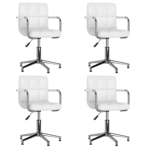 Cadeiras de Jantar Giratórias   Couro Artificial Branco (4 pcs)