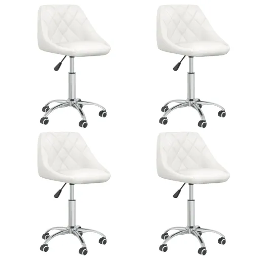 Cadeiras de Jantar Giratórias   Couro Artificial Branco (4 pcs)