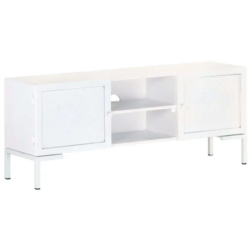 Móvel de TV 115x30x46 cm Madeira de Mangueira Maciça Branco