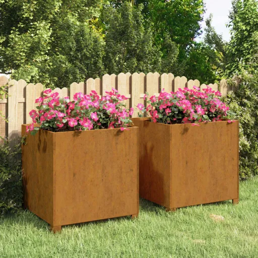 Vaso/Floreira c/ Pernas   49x47x50cm Aço Corten Enferrujado (2 pcs)