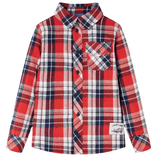 Camisa de Xadrez para Criança Vermelho e Azul-Marinho 116