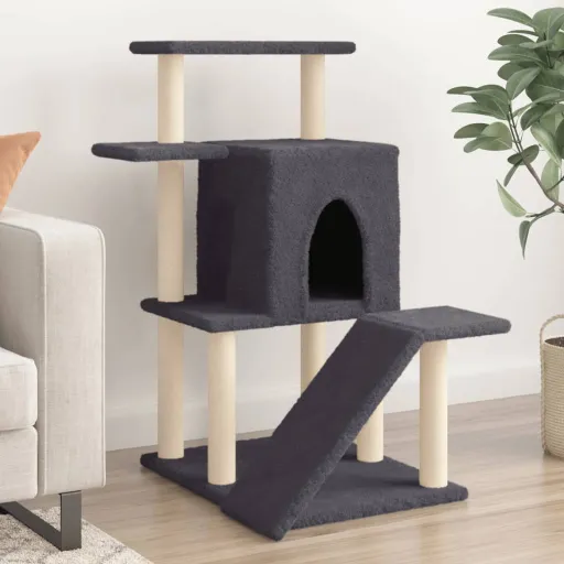 Árvore p/ Gatos c/ Postes Arranhadores Sisal 97 cm Cinza-Escuro