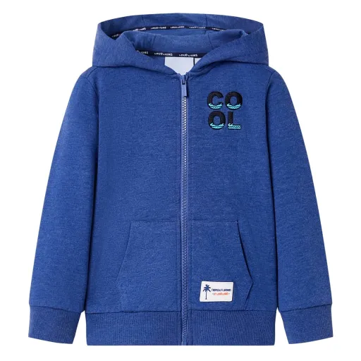 Sweatshirt para Criança com Capuz e Fecho Azul-Escuro Mesclado 128