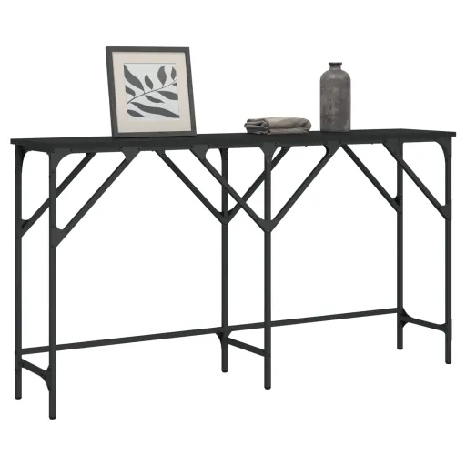 Mesa Consola 140x29x75 cm Derivados de Madeira Preto