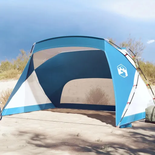 Tenda de Praia 274x178x170/148 cm Poliéster 185T Azul-Ciano