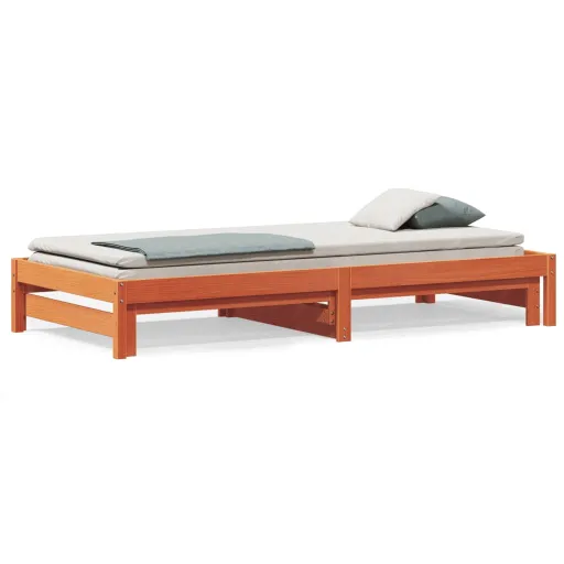 Sofá-Cama com Gavetão 90x190 cm Madeira de Pinho Castanho Cera