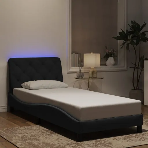 Estrutura de Cama c/ Luzes LED 80x200 cm Veludo Preto