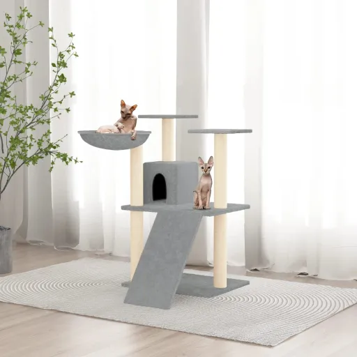 Árvore p/ Gatos c/ Postes Arranhadores Sisal 83 cm Cinza-Claro