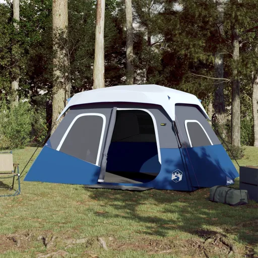 Tenda Familiar c/ LED 6 Pessoas Libertação Rápida Azul-Claro