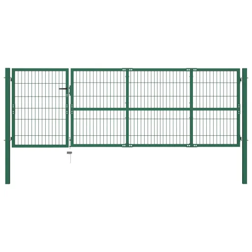 Portão p/ Cerca de Jardim com Postes 350x100 cm Aço Verde