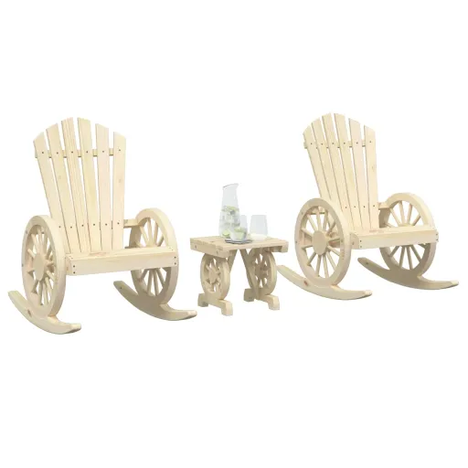 Conjunto Lounge de Jardim Madeira de Abeto Maciça (3 pcs)