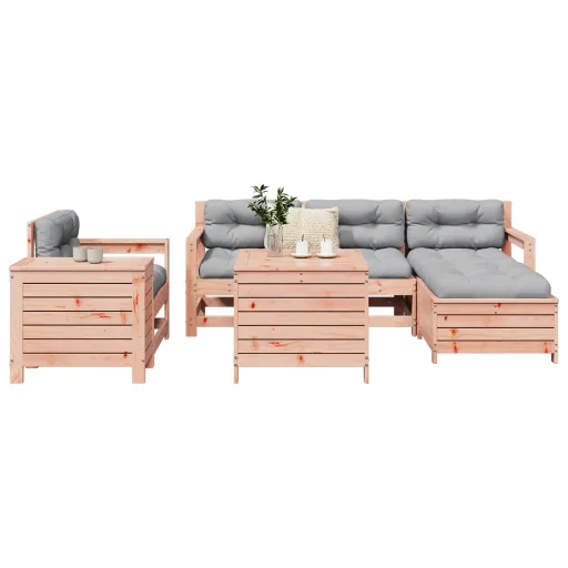 Conjunto Sofás Jardim Madeira Abeto-de-Douglas (7 pcs)