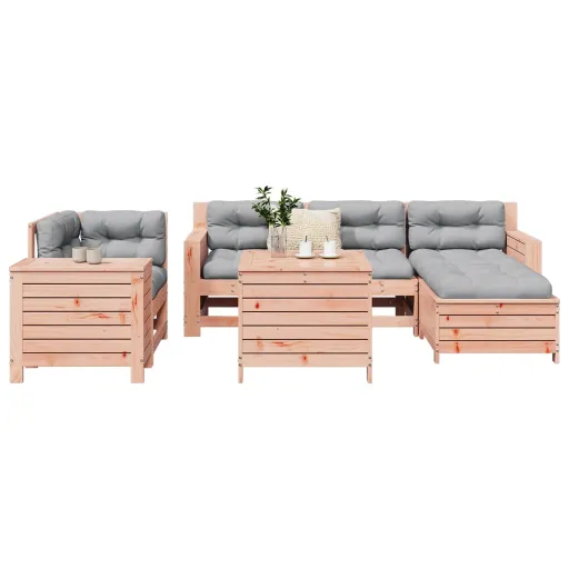 Conjunto Sofás Jardim Madeira Abeto-de-Douglas (7 pcs)