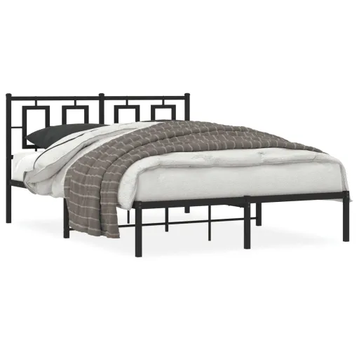 Estrutura de Cama com Cabeceira 135x190 cm Metal Preto