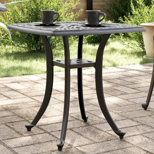 Mesa de Jardim 53x53x53 cm Alumínio Fundido Preto