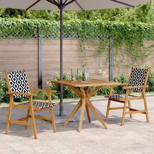 Conjunto de Jantar para Jardim Madeira de Acácia Maciça (3 pcs)