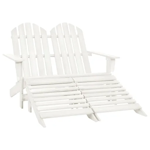 Cadeira de Jardim & Otomano Adirondack 2 Lugares Abeto Branco