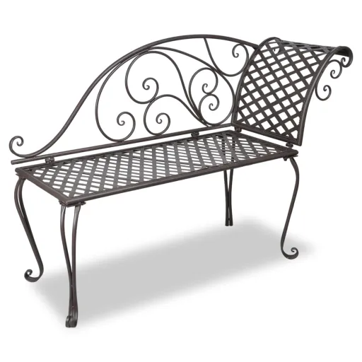 Chaise Lounge para Jardim 128 cm Aço Antigo Castanho