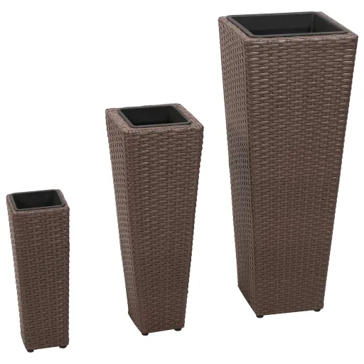 Floreiras de Jardim Altas   Vime PE Castanho (3 pcs)