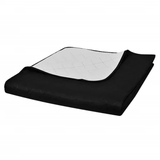 Double-Sided Quilted Bedspread Black/White 170 x 210 cm