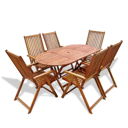 Conjunto de Jantar Exterior Madeira Acácia Maciça (7 pcs)