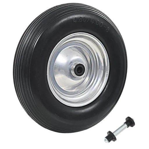 Roda de Carrinho de Mão com Eixo PU Sólido 4.00-8 390 mm