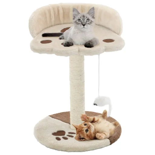 Árvore p/ Gatos c/Postes Arranhadores Sisal 40 cm Bege/Castanho