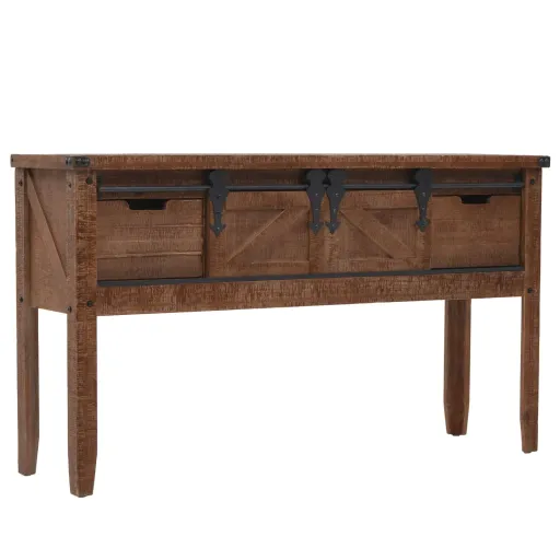 Mesa Consola Madeira de Abeto Maciça 131x35,5x75 cm Castanho