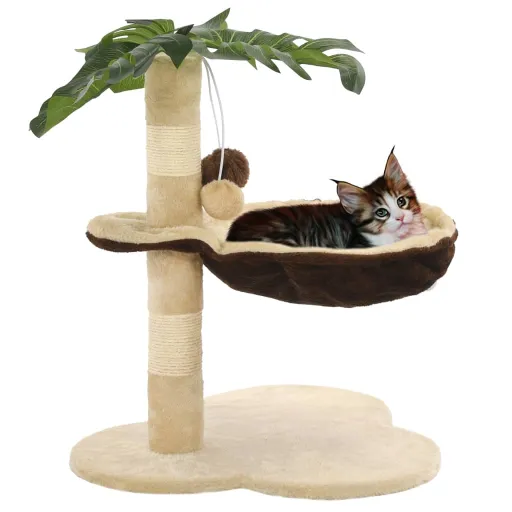 Árvore p/ Gatos c/Postes Arranhadores Sisal 50 cm Bege/Castanho