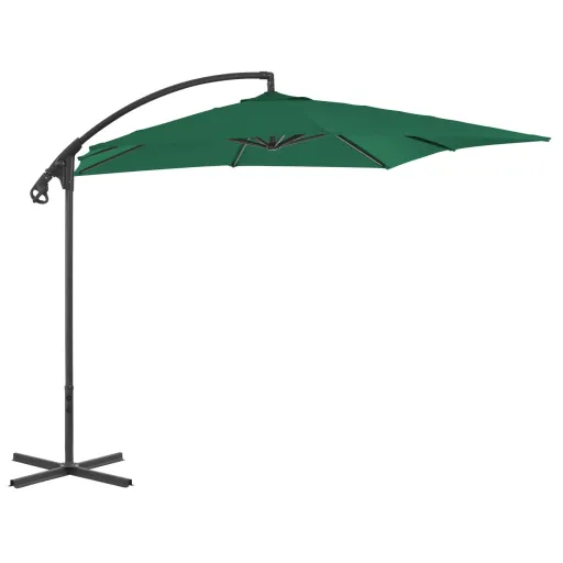 Guarda-Sol Cantilever com Poste de Aço 250x250 cm Verde