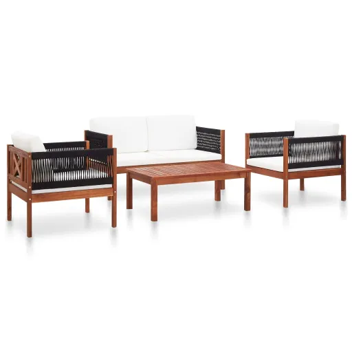 Conjunto Lounge de Jardim   Madeira de Acácia Maciça (4 pcs)