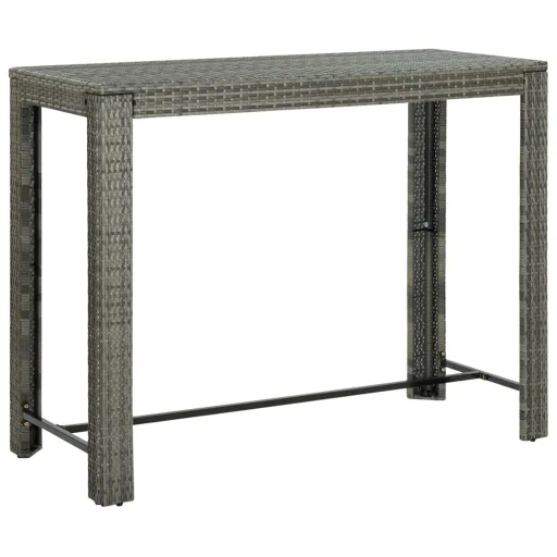 Mesa de Bar para Jardim 140,5x60,5x110,5 cm Vime PE Cinzento