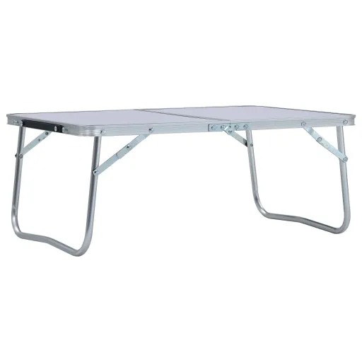 Mesa de Campismo Dobrável 60x40 cm Alumínio Branco