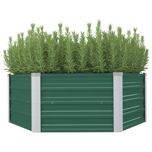 Canteiro de Jardim Elevado 129x129x46 cm Aço Galvanizado Verde