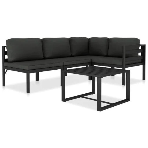 Conjunto Lounge Jardim com Almofadões Alumínio Antracite  (5 pcs)