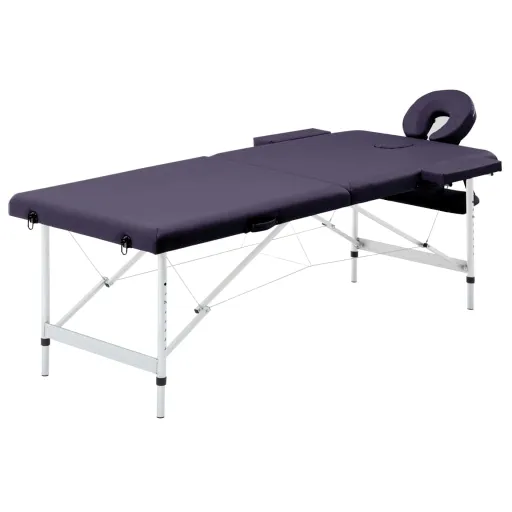 Mesa de Massagens Dobrável 2 Zonas Alumínio Roxo