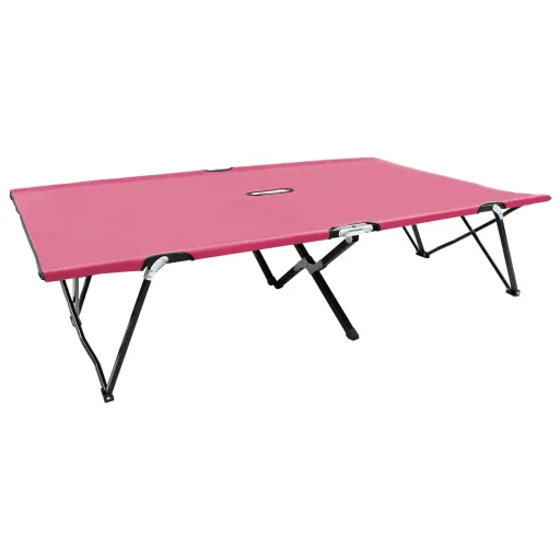 Espreguiçadeira/Cama Dobrável para 2 Pessoas Aço Cor-de-Rosa