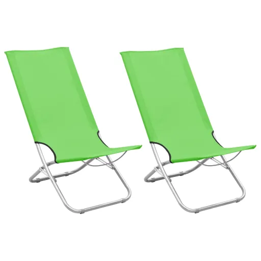 Cadeiras de Praia Dobráveis   Tecido Verde (2 pcs)