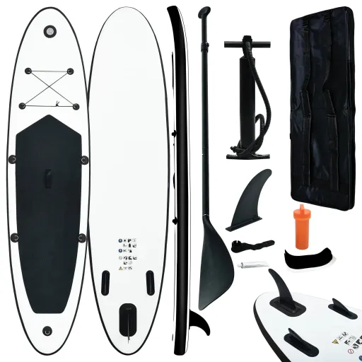 Conjunto Prancha de Paddle SUP Insuflável Preto e Branco