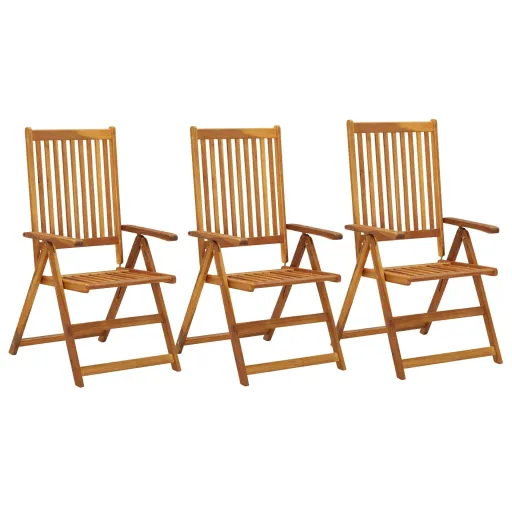 Cadeiras de Jardim Reclináveis   Madeira de Acácia Maciça (3 pcs)