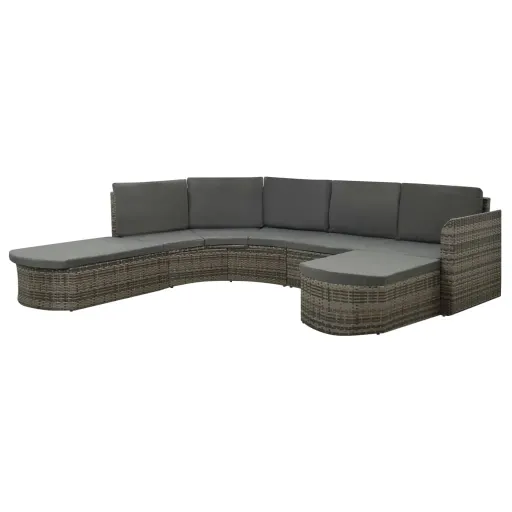 Conjunto Lounge de Jardim c/ Almofadões Vime PE Cinzento (4 pcs)