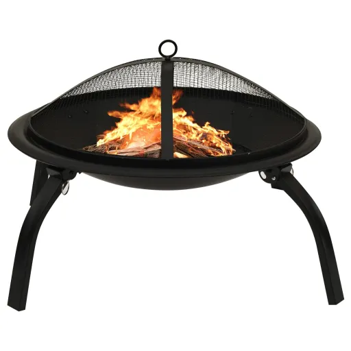 Braseira e Barbecue 2-em-1 com Atiçador 56x56x49 cm Aço