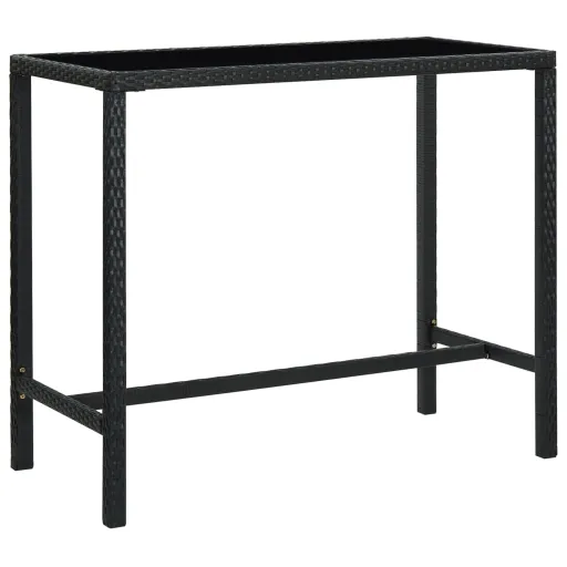 Mesa de Bar para Jardim 130x60x110 cm Vidro e Vime PE Preto