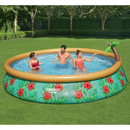 Bestway Conjunto Piscina Insuflável Fast Set Paradise Palms 457x84 cm