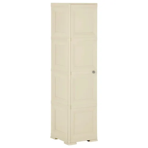 Armário de Plástico 40x43x164 cm Design de Madeira Branco Nata