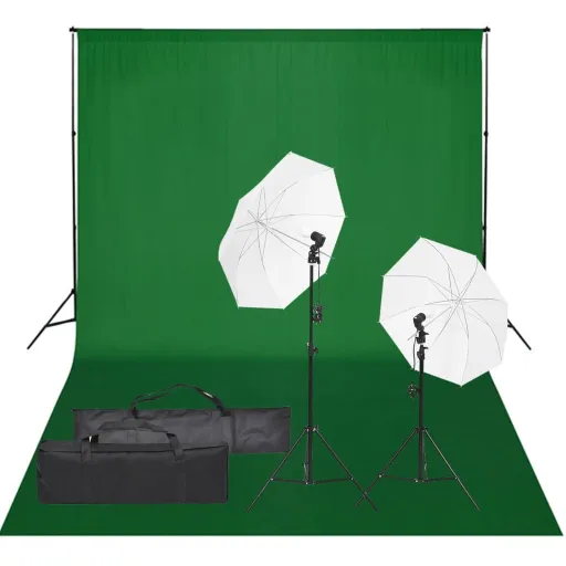 Kit de Estúdio Fotográfico com Conjunto de Iluminação e Fundo