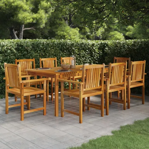 Conjunto de Jantar para Jardim Madeira de Acácia Maciça (9 pcs)